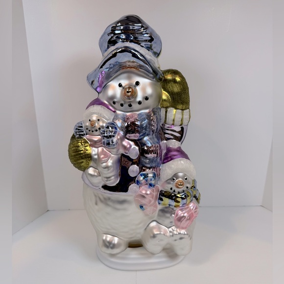 Christmas Snowman & Family Hand Blown Glass 18”Tall On Wood Base
Pre- owned - Picture 1 of 13